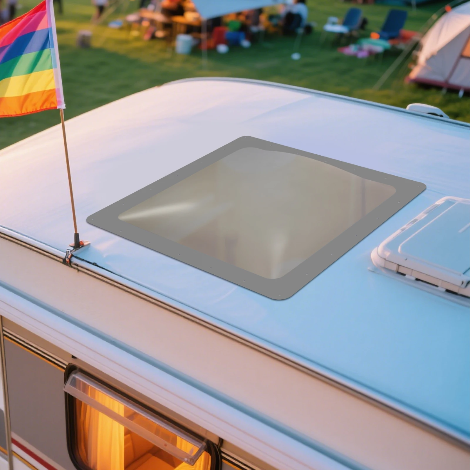 RV كوة القبة الخارجية مادة الكمبيوتر مقاومة للأشعة فوق البنفسجية لون دخاني 66x66 سنتيمتر بديل عالمي لسقف التخييم #1