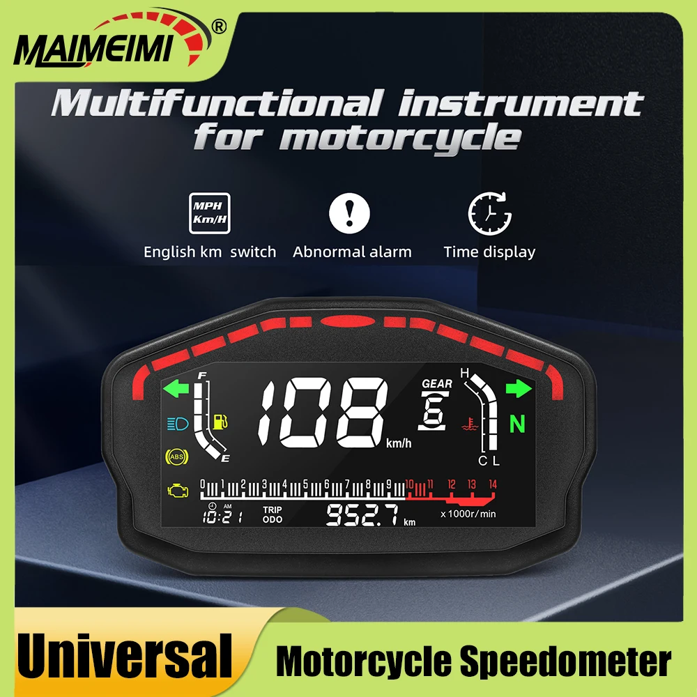 

Universal Speedometer Motorcycle Digital Odometer Water Temp Fuel Tachometer RPM Display For Kawasaki For Suzuki 2,4 Cylinders