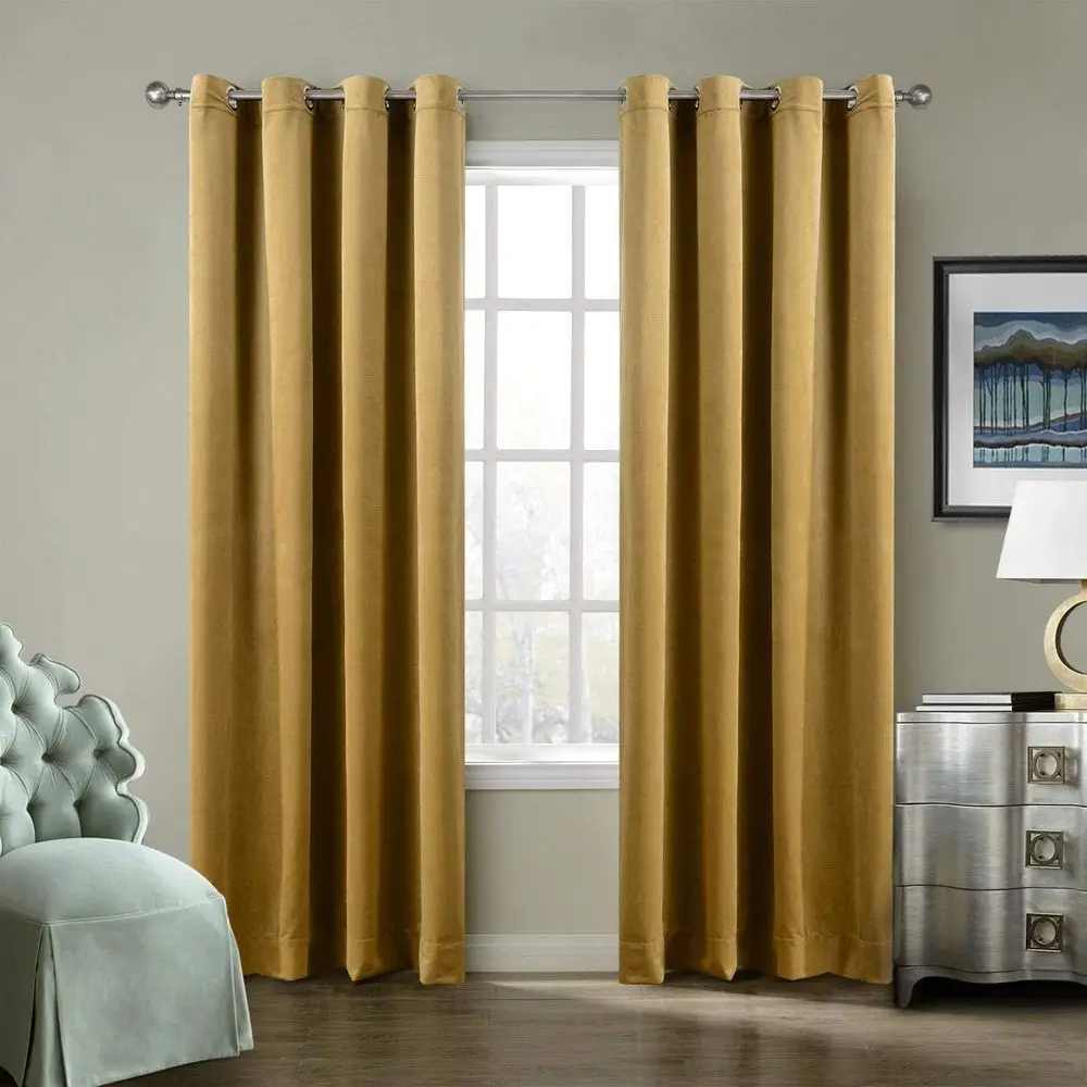 

Premium Velvet Curtains, Extra Wide, Blackout Lined, Wheat, 120x84 Inches, 1 Panel, Eyelet Grommet, Ideal for Living Room, Bedro