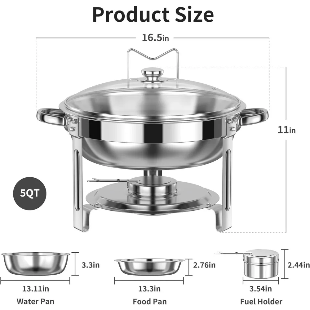 Imagem -06 - Ggiu-pratos de Atrito para Conjunto Buffet Chafers para Restauração Prato Redondo de Atrito Buffet com Tampas