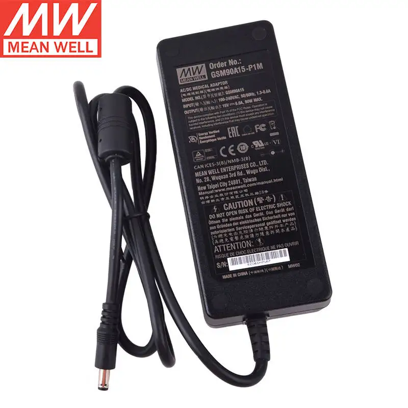 

Tai Wan MEAN WELL GSM90A15-P1M 15V 6A 90W AC-DC надежный зеленый медицинский адаптер новый оригинальный аутентичный