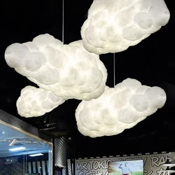 Lámpara de araña de nubes blancas, material ignífugo, luces colgantes de nube de algodón de seda, lámpara colgante de suspensión LED para guardería y escuela