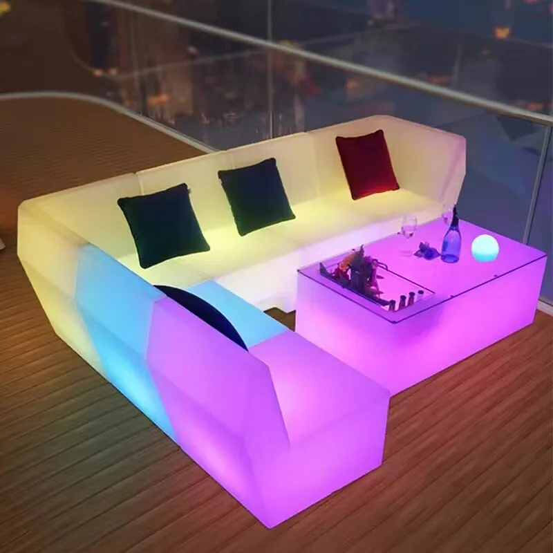 LED light sofa coffee table combination bar club KTV room card seat table and chair creative personality furniture counter chair