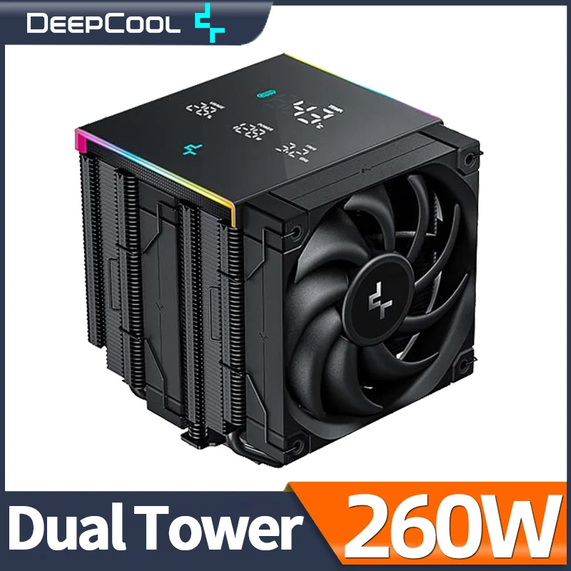 

Цифровой дисплей Deepcool AK620 Pro Dual Tower PC CPU Cooler с низким уровнем шума, радиатор для Intel LGA2066 2011-v3 1700 1200 115X AM5 AM4