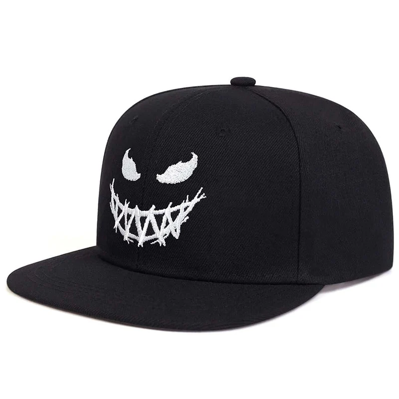 Unisex rosto sorridente bordado chapéu hip hop, ao ar livre, ajustável, protetor solar, lazer, primavera, outono, viagem, praia, férias, 1 pc