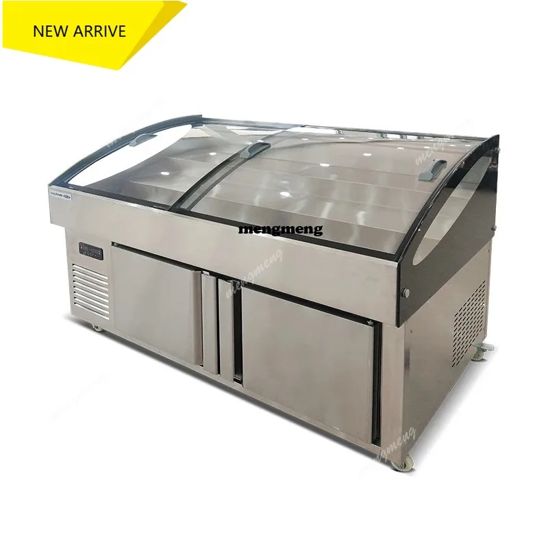 

Commercial Ladder Freezer Display Counter Stainless Steel Sliding Door Fridge Supermarket Seafood Freezer Fish Display Counter