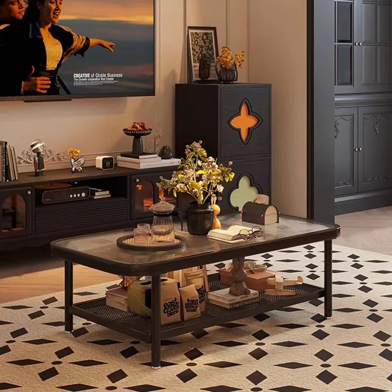 

m Скандинавские столы для гостиной, кафе, американский стиль, ретро, двухслойные стеклянные журнальные столики, креативная мебель для кафе m