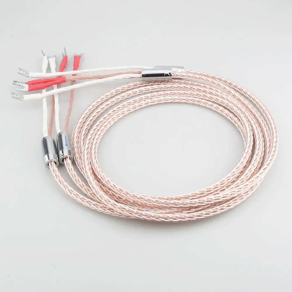 Audiocrast 단결정 구리 오디오 스피커 케이블, 하이파이 앰프 스피커 케이블, 8TC 한 쌍