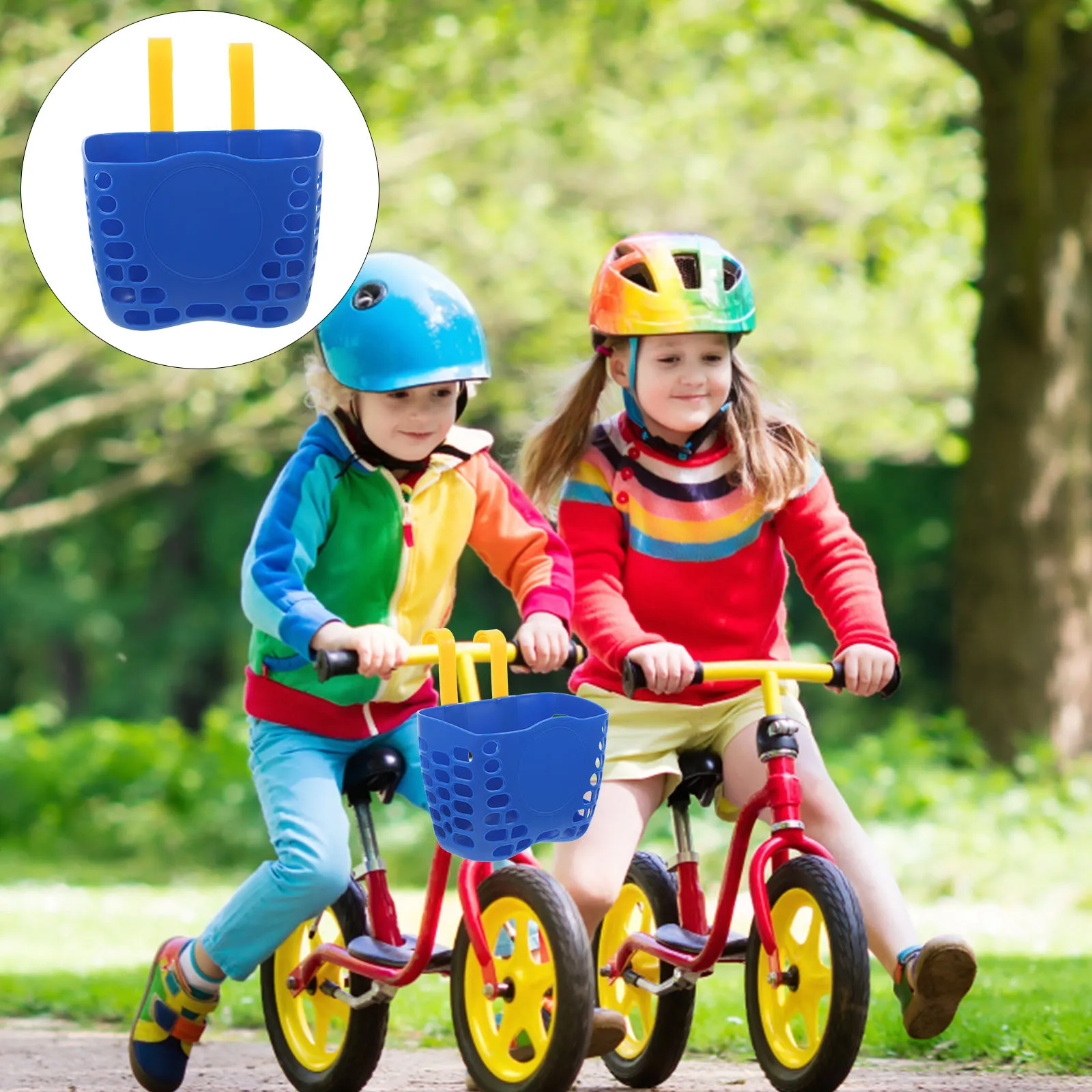 Dark Blue No Sticker PP Plastic Children Bike Basket Detachable Durable Smooth Touch Easy Install Storage Bike Basket