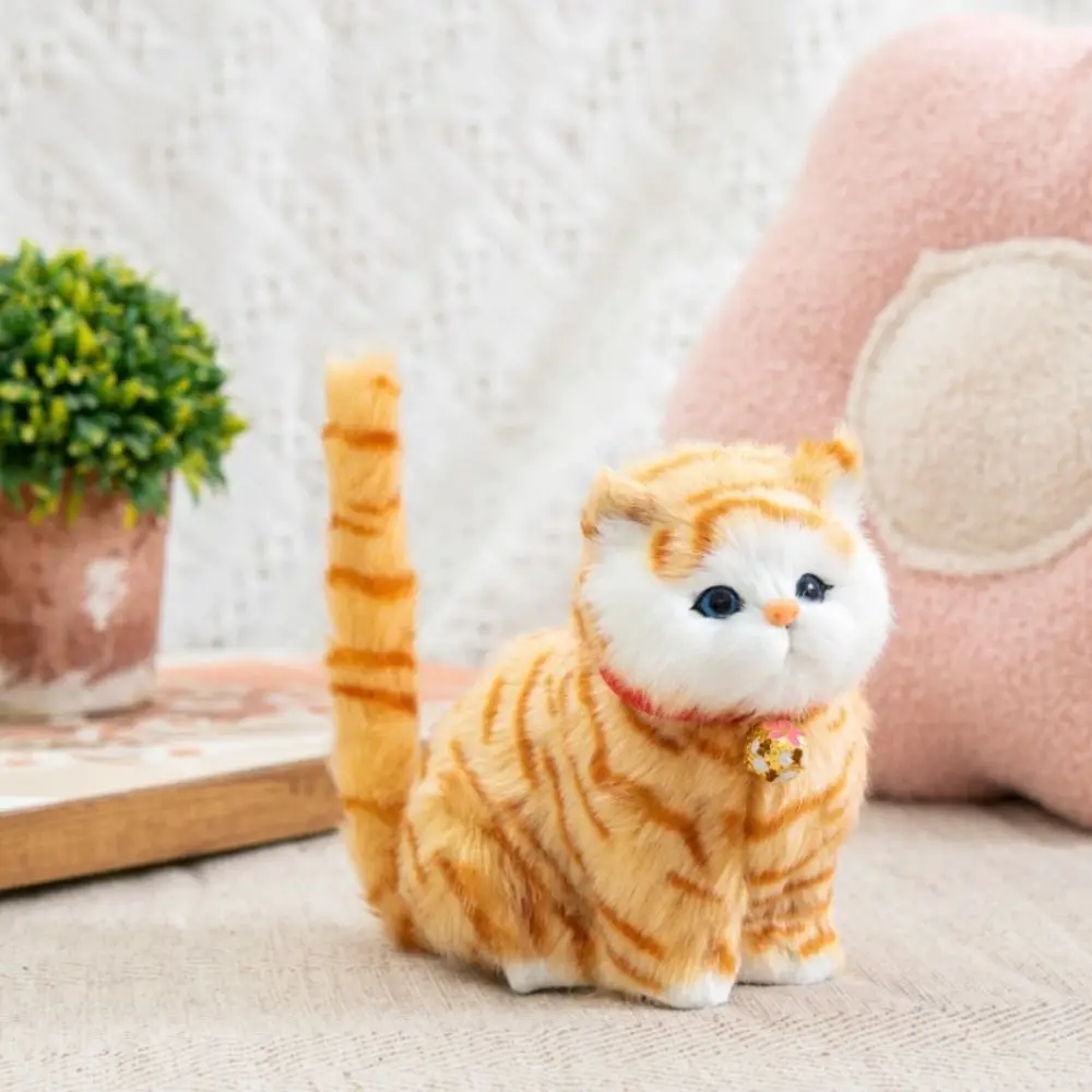 Photography Props Fluffy Simulation Cat Cute Creative Cats with Sound Cartoon Comfortable Imitation Cat Children
