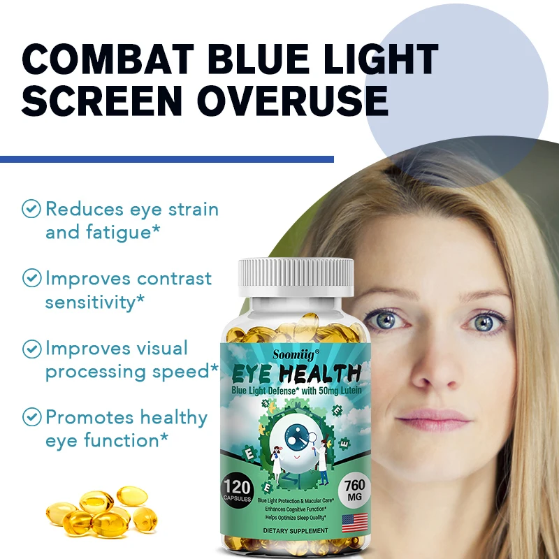 Lutein Extract Capsules - Vision Health Vitamin Supplement, Helps Relieve Eyestrain and Dryness, Protects Against Blue Light