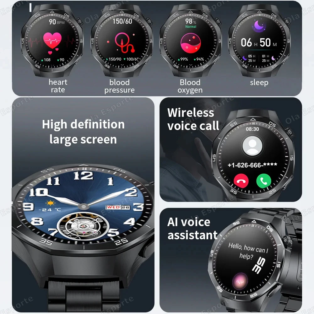 New GT5 Pro Smart Watch Men 1.52" HD Screen GPS Track Heart Rate ECG Monitor Watches Bluetooth Call Waterproof Sports SmartWatch