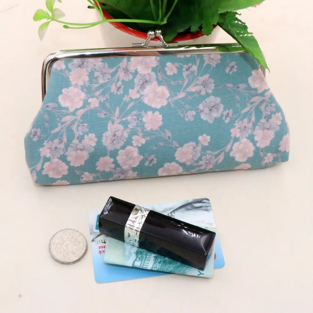 

Soft Printing Long Kiss Lock Wallet Hasp Portable Retro Flower Coin Purse Korean Style Card Storage Bag Money Clutch Bag Outdoor