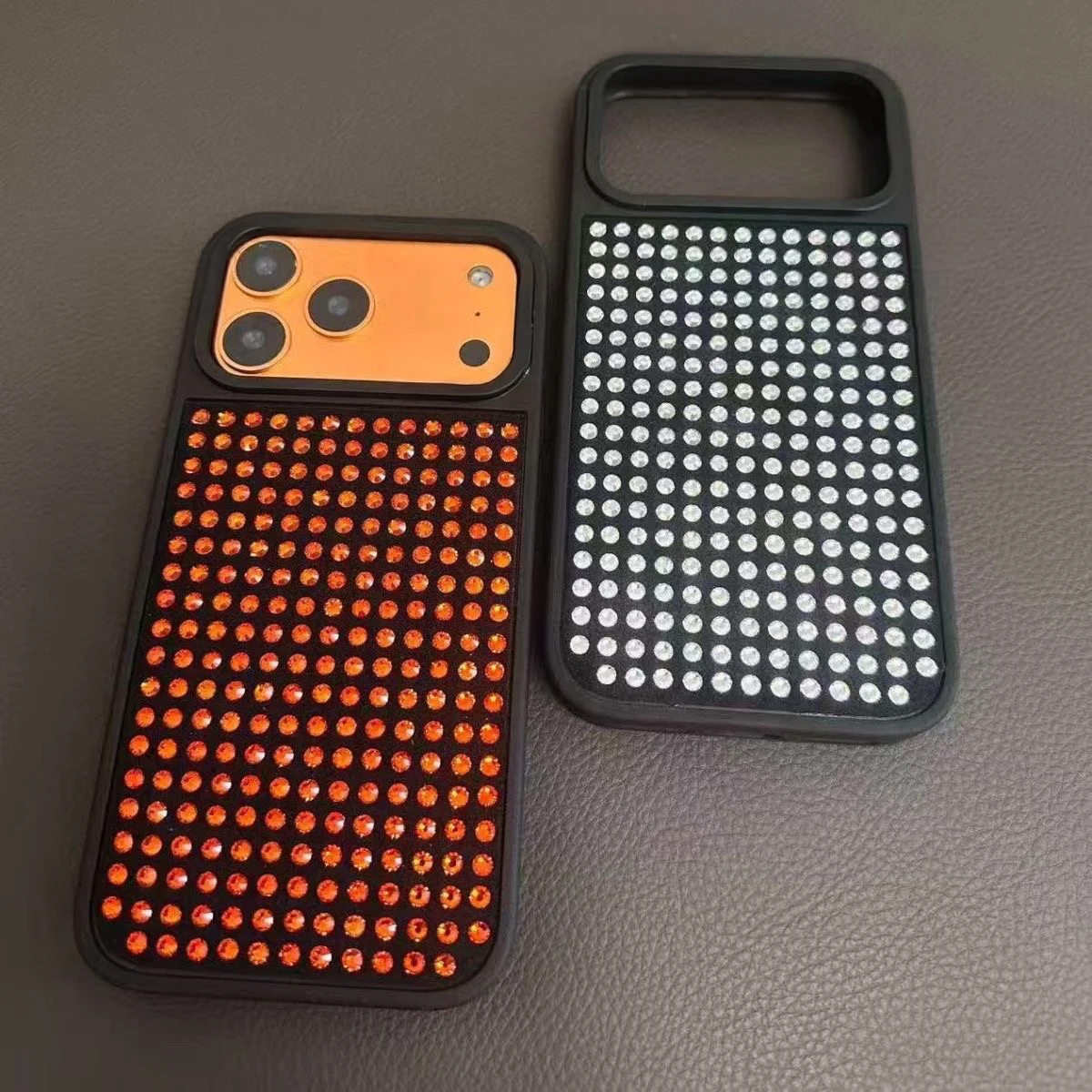 

Velvet Surface Fully-jewelled Black Border Phone Cover for iPhone 15 16 17 Pro Max Case for IPhone 17Pro