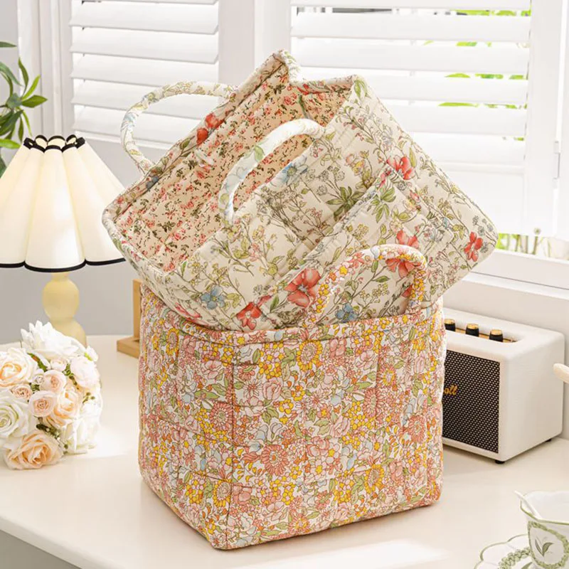 Pastoral Style Fabric Storage Basket Stackable Washable Sundries Storage Organizer Foldable Underwear Debris Organizing Frame