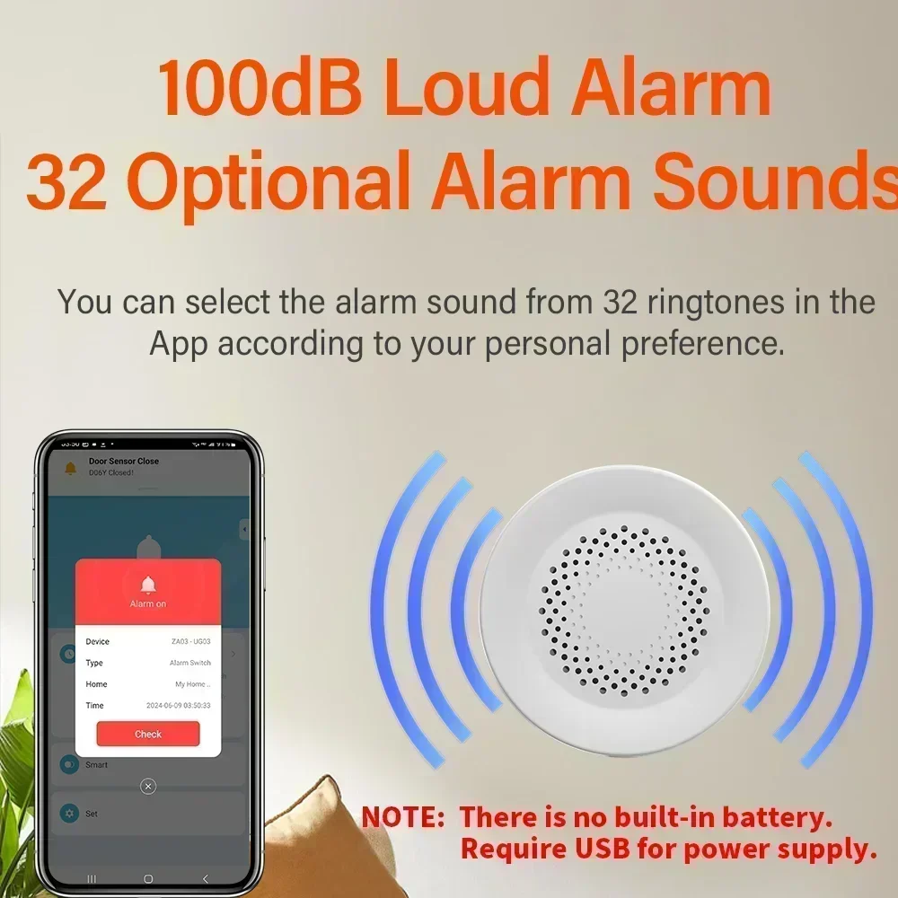 Tuya WiFi Siren Alarm For Smart Home Security 100db Speaker Works With Alexa Yandex Alice