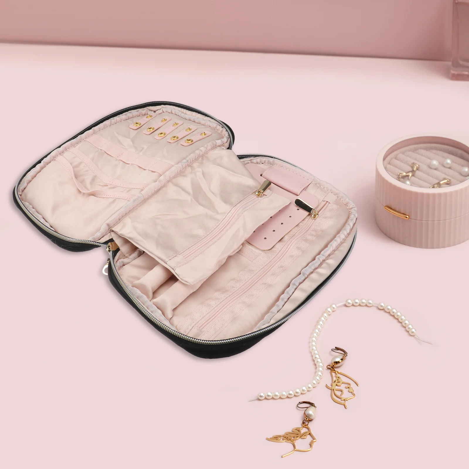 

1Pcs Travel Jewelry Storage Bag Large Capacity Portable Zipper Purse Organizer Lightweight for Earrings Necklaces Bracelets