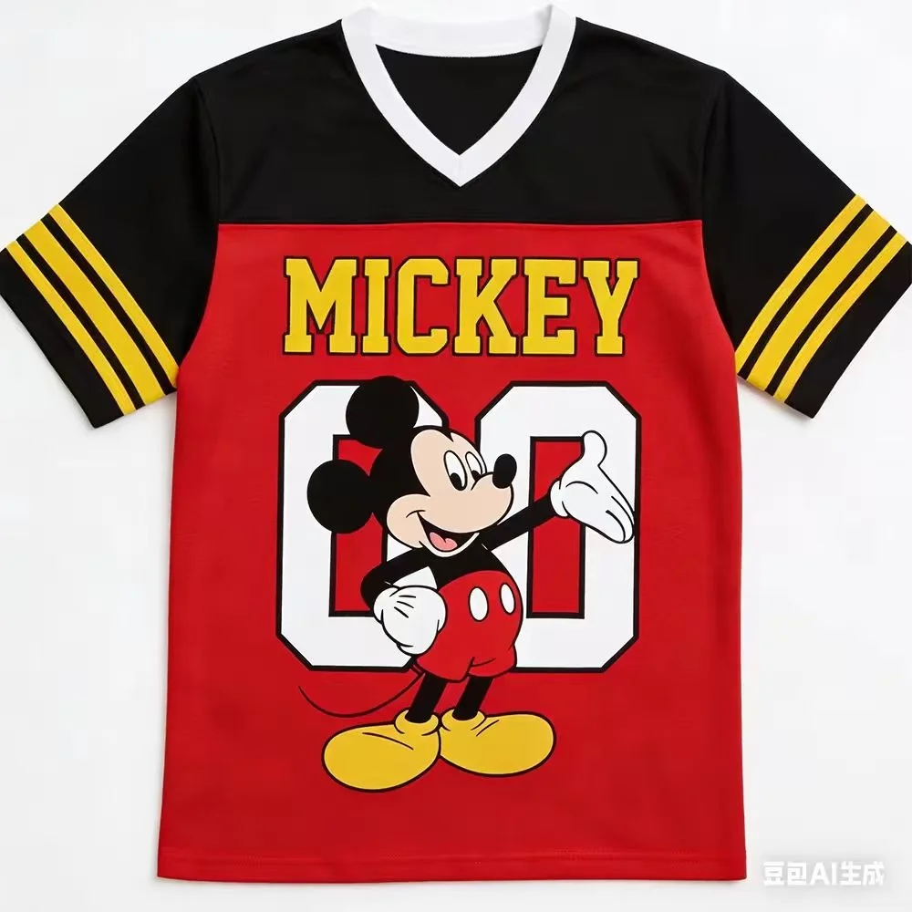 Summer New Magic Castle Family Tshirt Cartoon Sportswear Kid/Adult V-neck Loose Casual Lightweight Breathable Streetwear Tops
