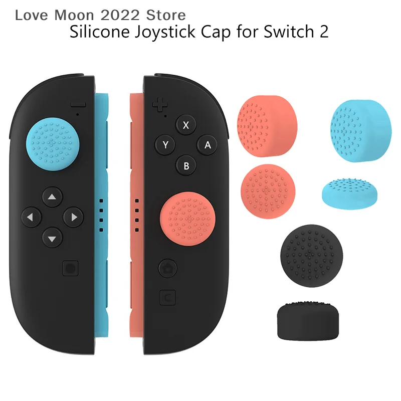 4/6pcs Silicone Joystick Grip Cover with Anti-slip Cap for Switch Console, Includes 2 Thumb Stick Case