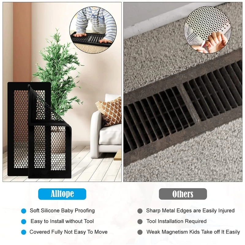 Baby Proofing Vent Covers for Wall Floor Child Proof Silicone Floor Air Vent Cover Security Vent Screen Trap for Ceiling