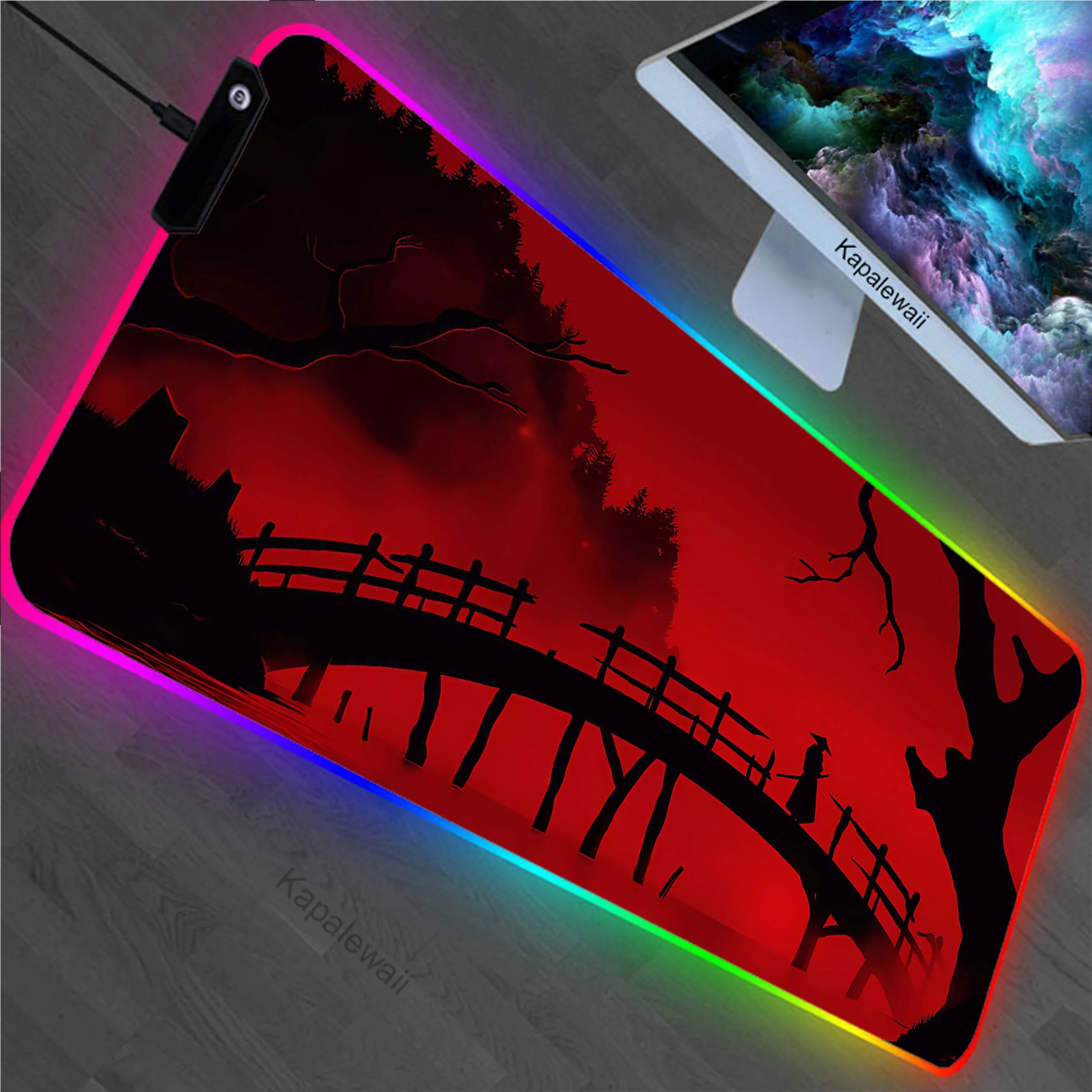 

Japanese Style RGB LED Gaming Mousepad Gamer Speed Accessories Keyboard Pads Computer Mouse Pad Notebook XXL Large Mouse Mat