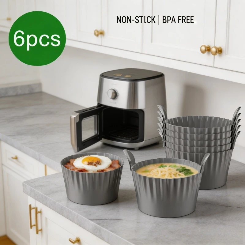 Silicone Air Fryer Egg Poacher Silicone Cupcake Baking Cups Ramekins For Air Fryer Ovens Air Fryer Silicone Basket