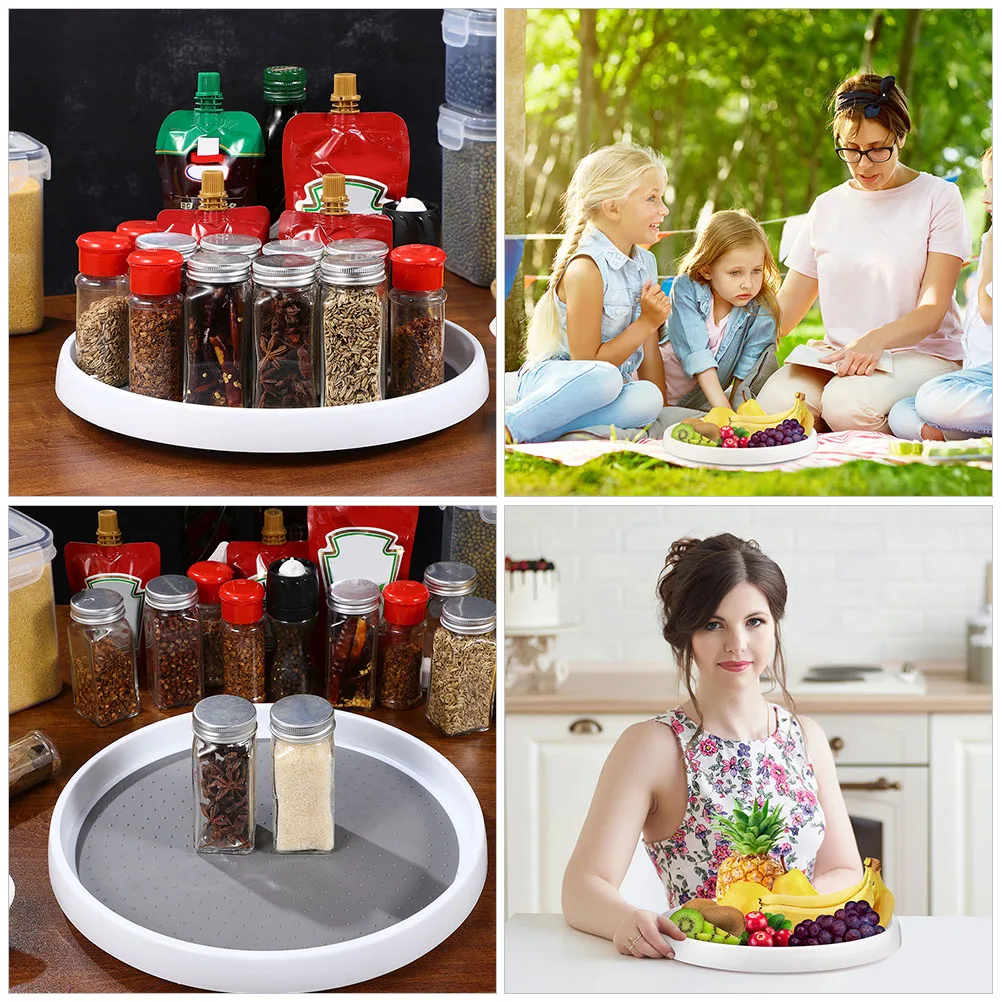 

Rotating Storage Organizer Kitchen Turntable Racknon-Slip Condiment Holder Spice Jar Tray For Kitchen Bathroom Vanity