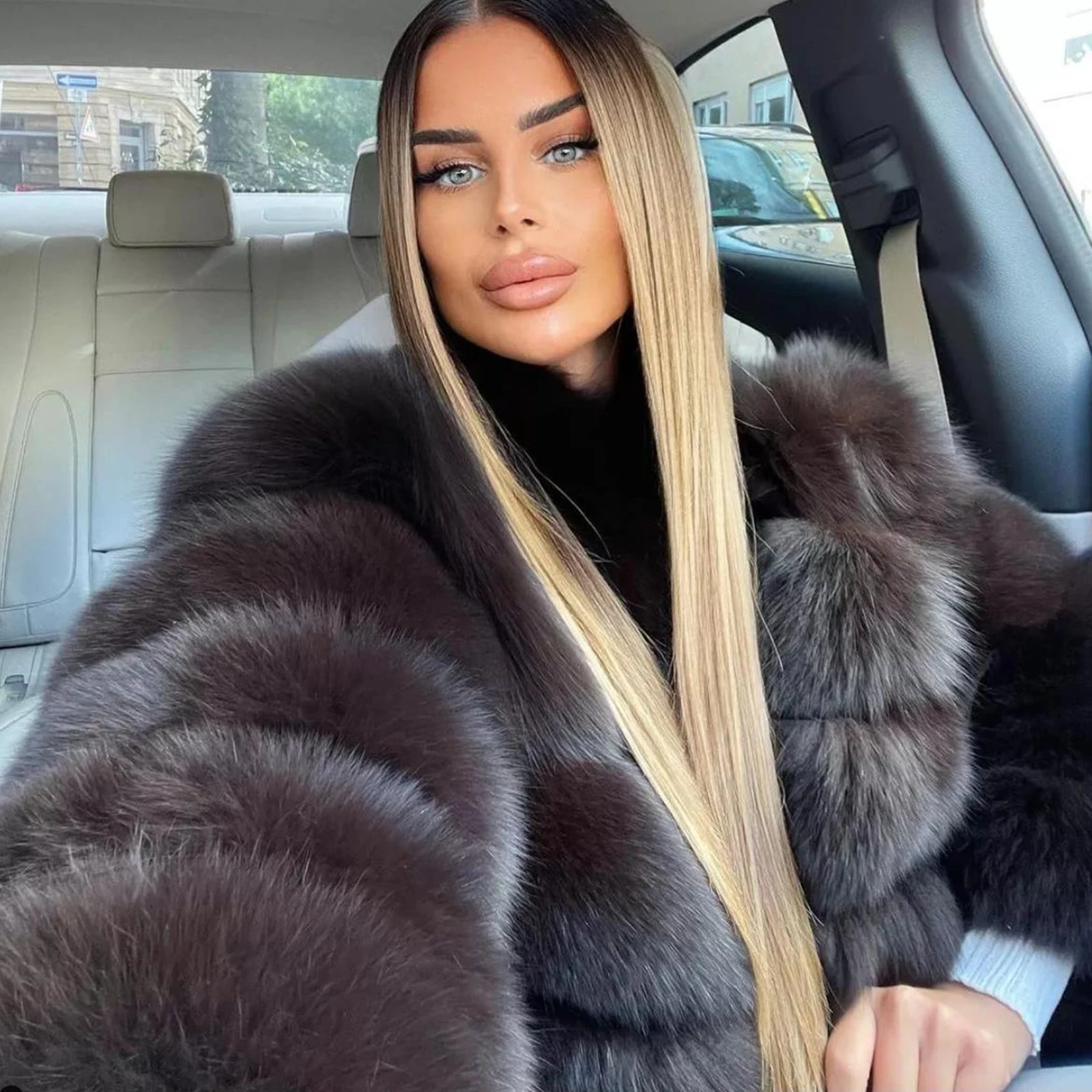 معطف فرو نسائي سترات فرو الثعلب للنساء ملابس معاطف سترة الثعلب الحقيقي الطبيعي للنساء سترة فرو في الترويج #4