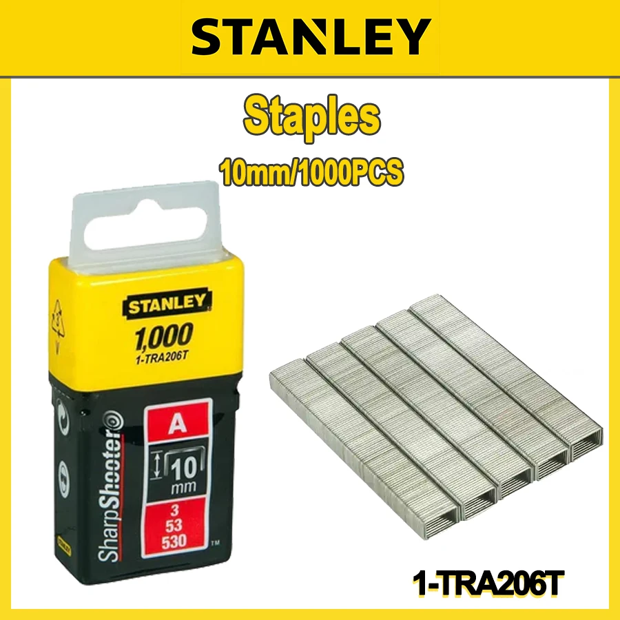 STANLEY 1000PCS Staples for Construction Staplers 10mm Rectangular 1-TRA206T