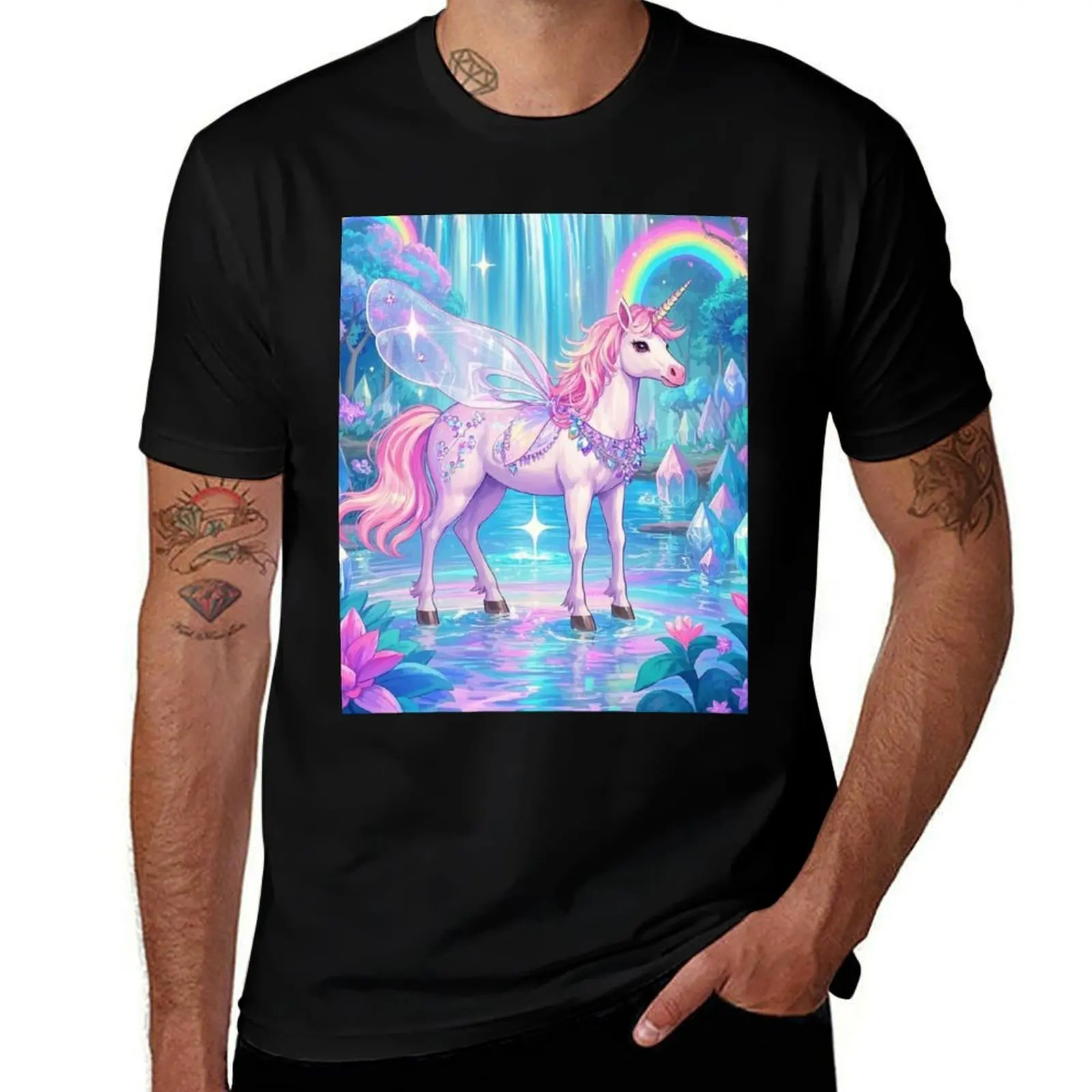 

Glittering Unicorn in Enchanted Forest T-Shirt sublime baggy shirts clothes street wear black t-shirts for men
