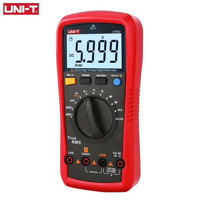 Imagem -04 - Uni-t Multímetro Digital Ut892 2000v ac dc Voltímetro True Rms Capacitor Tester Medidor de Freqüência Ncv Live Teste