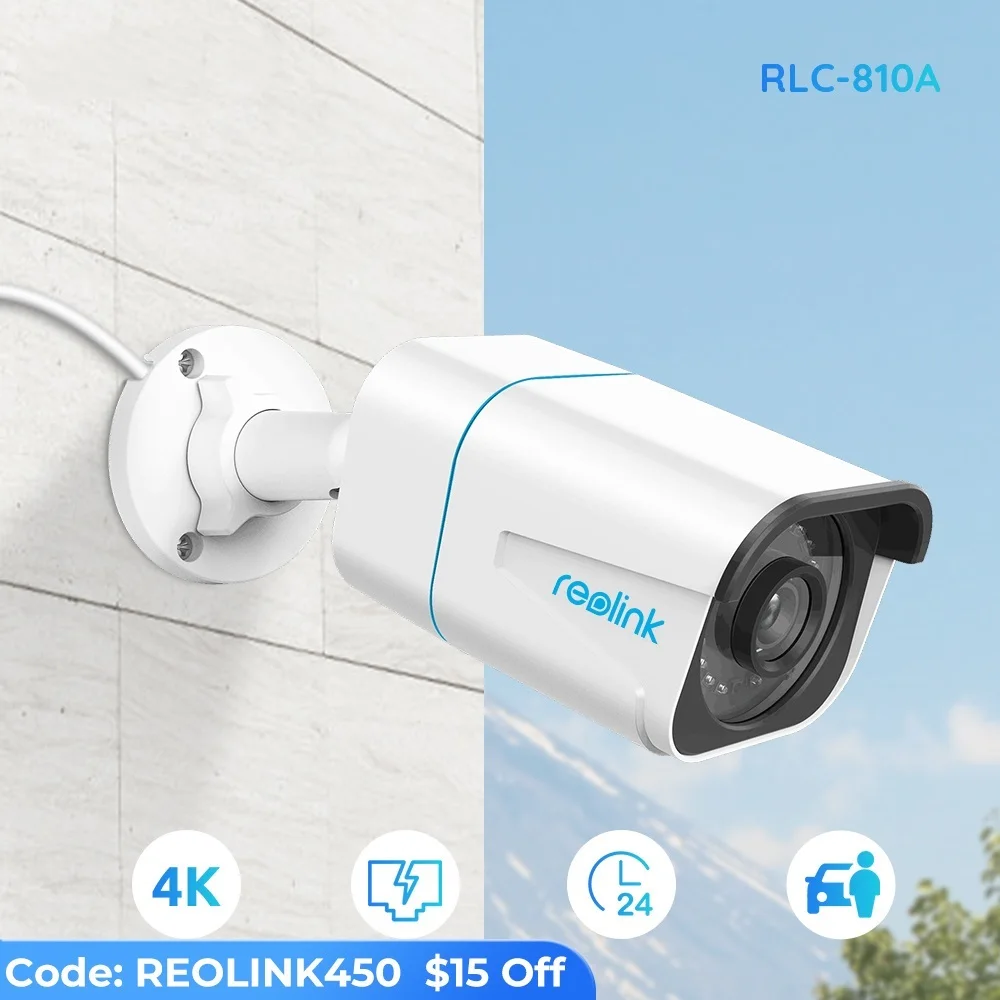 New Smart IP Camera 4K 8MP PoE Outdoor Infrared Night Vision Bullet Camera Featured with Person/Vehicle Detection RLC-810A