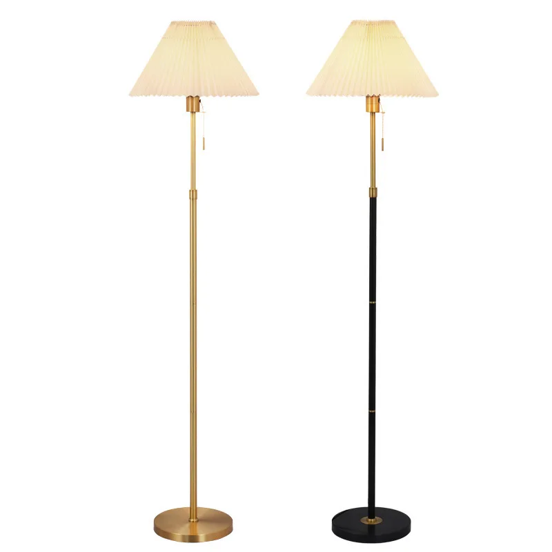 

Brass floor lamp living room adjustable Nordic retro pleated