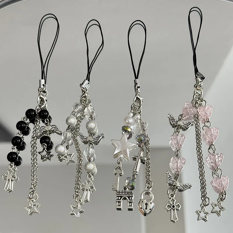 سلسلة مفاتيح لطيفة لطيفة للرياح ، أجنحة ملاك شخصية ومبتكرة ، حبل هاتف ، قلادة متقاطعة ، مجموعة سماعات أذن سلسلة ، Instagram #1