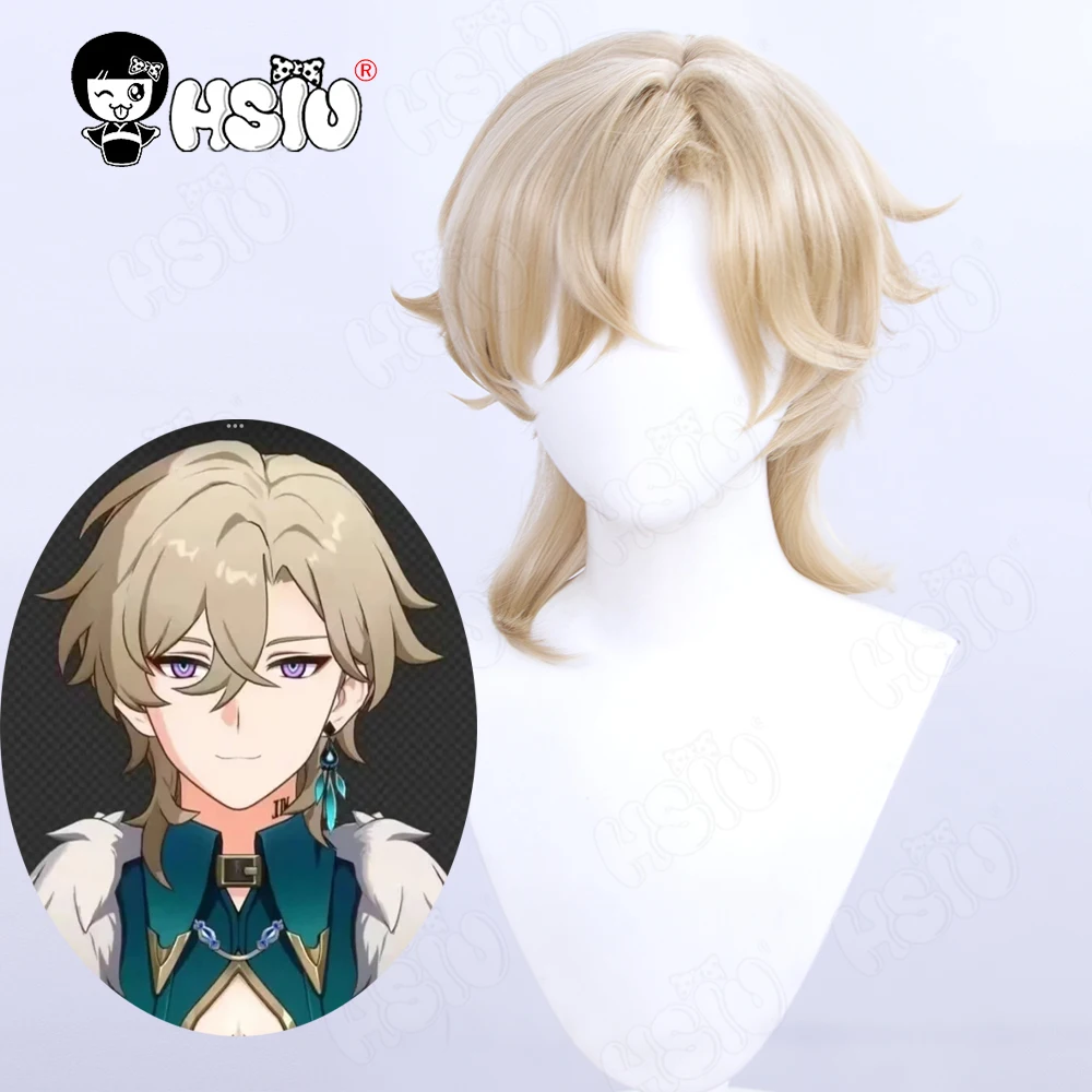 Aventurine Cosplay Wig Fiber synthetic wig Game Honkai: Star Rail Cosplay Wig「HSIU 」Linen yellow short Wig+Wig Cap