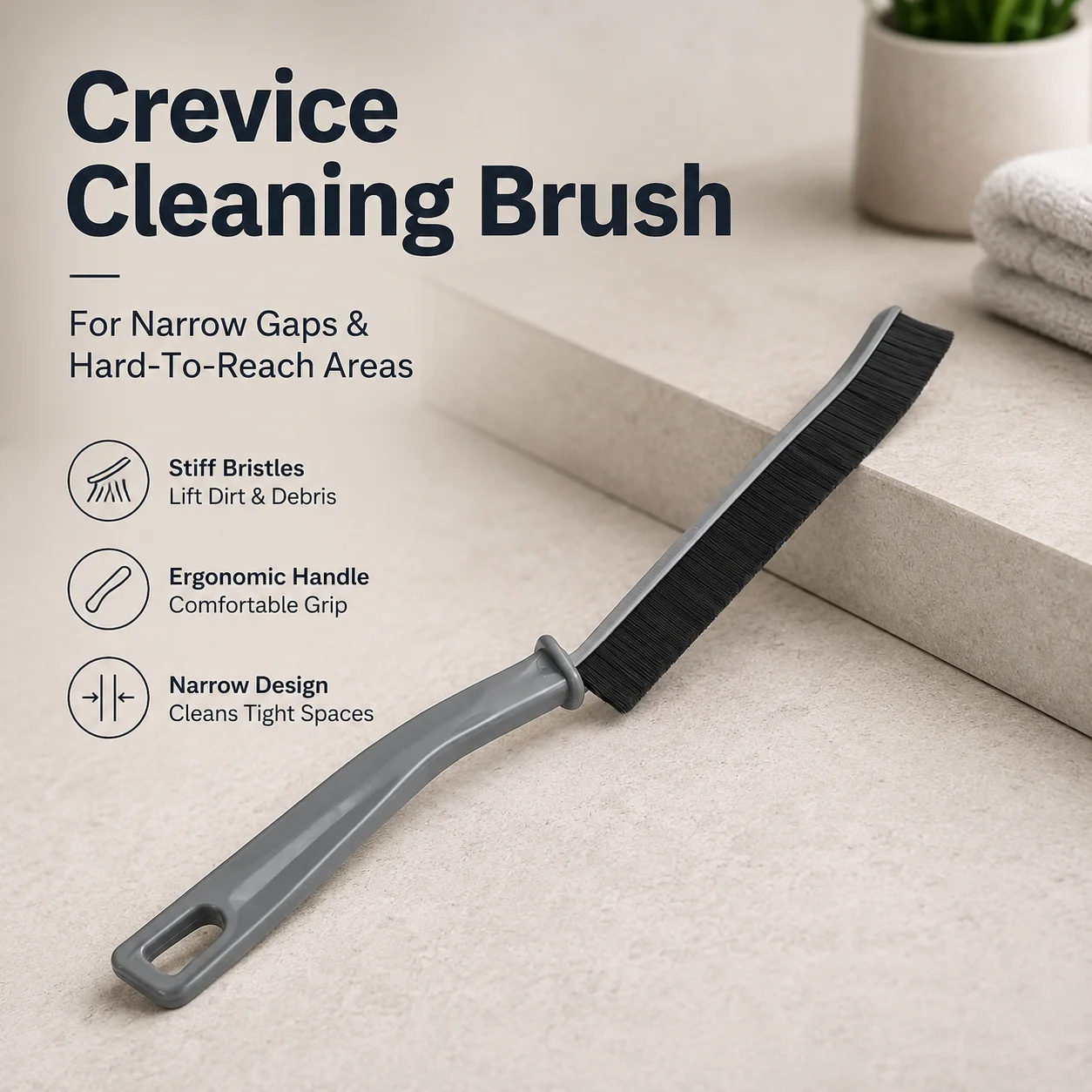 Window Track Cleaning Brush With Long Curved Handle, Deep Gap Groove Crevice Cleaner For Dust Dirt Corners, Multi-Surface Scrub Brush For Sink Tile Bathroom Kitchen, Narrow Slot Cleaning Tool Household Accessories Daily Home Cleaning