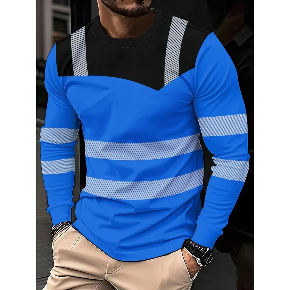 Men's 3D Printed New Secure Logo Color Blocking Design Long-Sleeved T-Shir Fashion Summer Daily Casual Work Wear Men's Hoodies