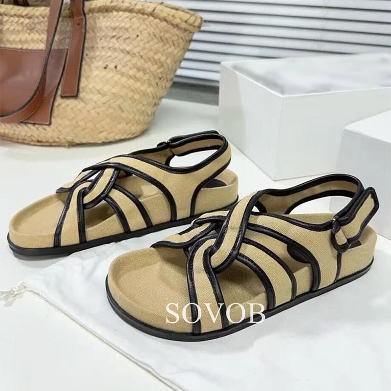 Sandalias huecas versátiles simples para mujer, Punta abierta, correa trasera de Color sólido, zapatos de viaje de vacaciones diarias, novedad de verano