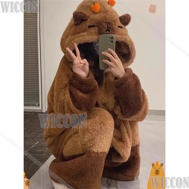 Adult Capybara Cosplay Costume Robes Kigurumi Onesie Anime Nightgown Halloween Cartoon Pajamas