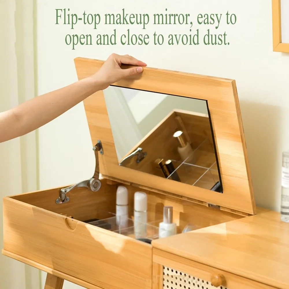 طاولة زينة للفتيات مع مرآة، وطاولة زينة صغيرة مع مساحة تخزين، وجملة من مساحة التخزين #3