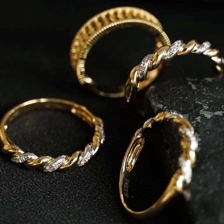 

Niche Designer 925 Silver CZ Dimond Twist Ring For Women AU750 Gold Plated Braided Finger Band Two-tones Statement Fine Jewelry