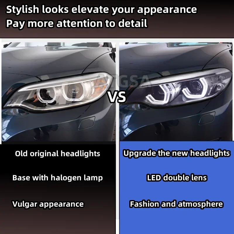 

ATGSA Suitable 2014-2021 for BMW 2 Series F22 headlights assembly F23 modified LED spoon day running light lens headlights