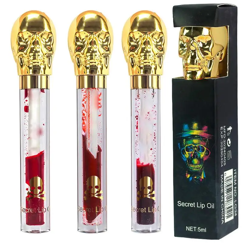 Halloween Skull Mirror Moisturizing Lip Oil Halloween Skull Lip Gloss Oil Vampire Mirror Water Glow Moisturizing Lipgloss