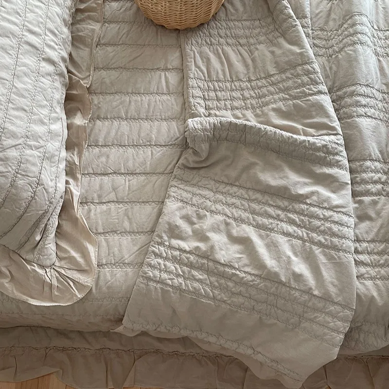 Enzyme Washed Ultra Soft Quilt Set 3PCS, Reversible Tie-Dye Lightweight Bedspread, Quilted Duvet Cover 4-Piece Bedding Set