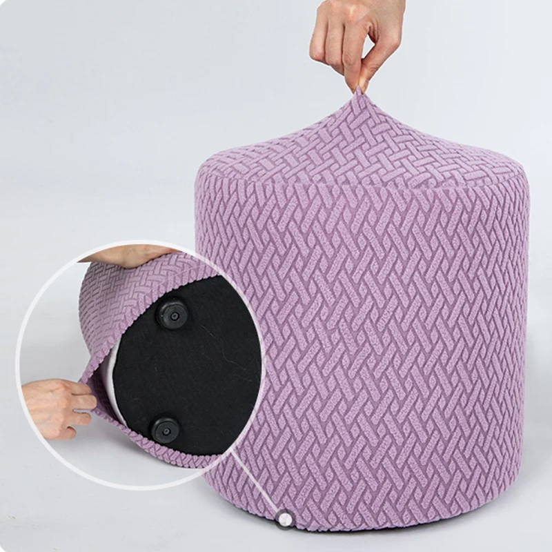 All-Inclusive Small Stool Cover Jacquard Ottoman Elastic Case Square Round Shoe Changing Stool Slipcover Furniture Protector