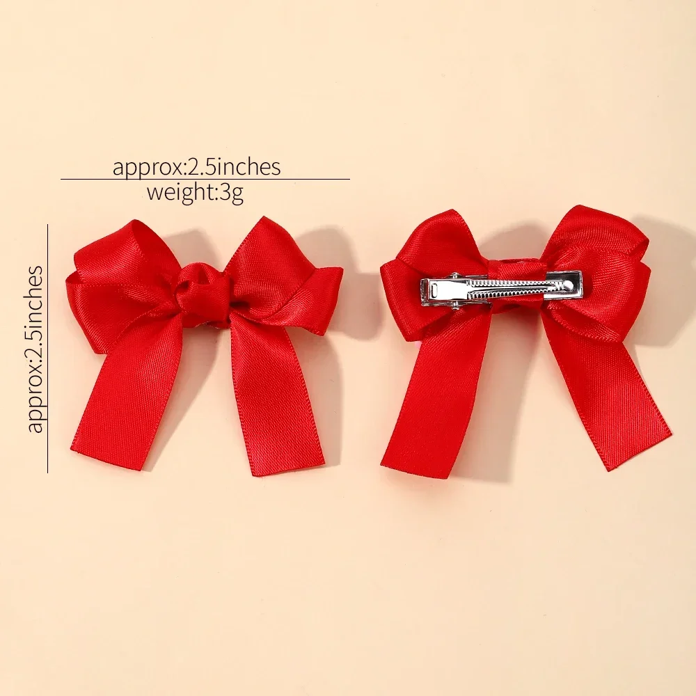 2pcs Cheer Up Bowknot Hair Clips for Girl Solid Color Ribbon Bows Hairpins Hairgripe Kids Boutique Hair Accessories Wholesale