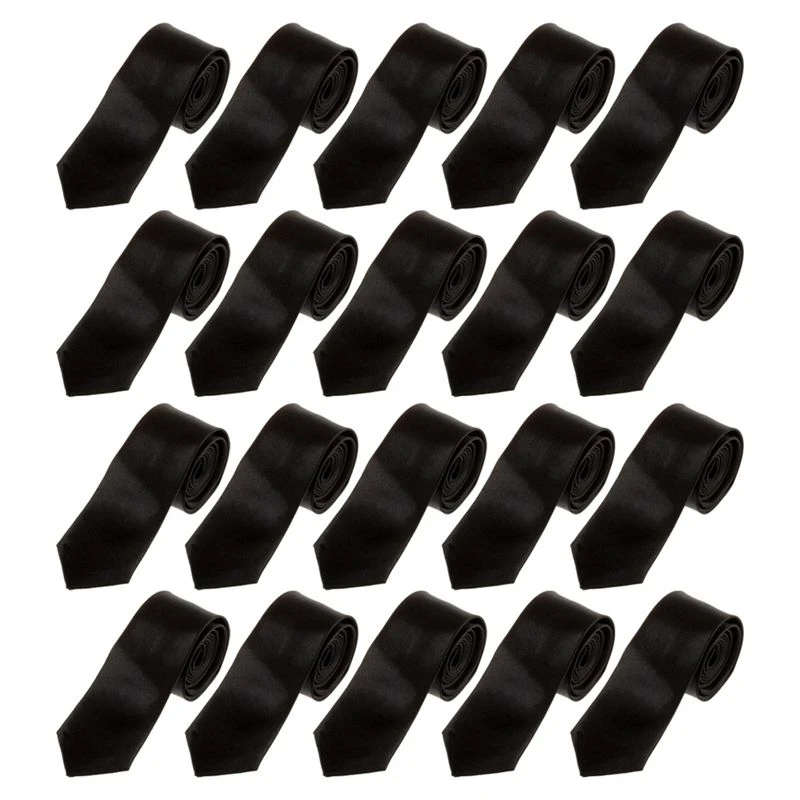 cravate-unisexe-decontractee-hot-kf-20x-fine-et-etroite-noir
