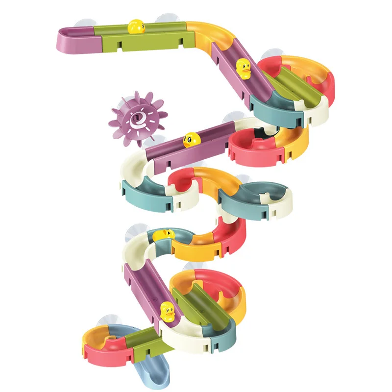 Diy Babybadspeelgoed Marmeren Race Run Assembleren Baanblok Kinderen Spelen Waterspray Speelgoed Kinderen Peuter Badkamer Badkuip Speelgoed Geschenken
