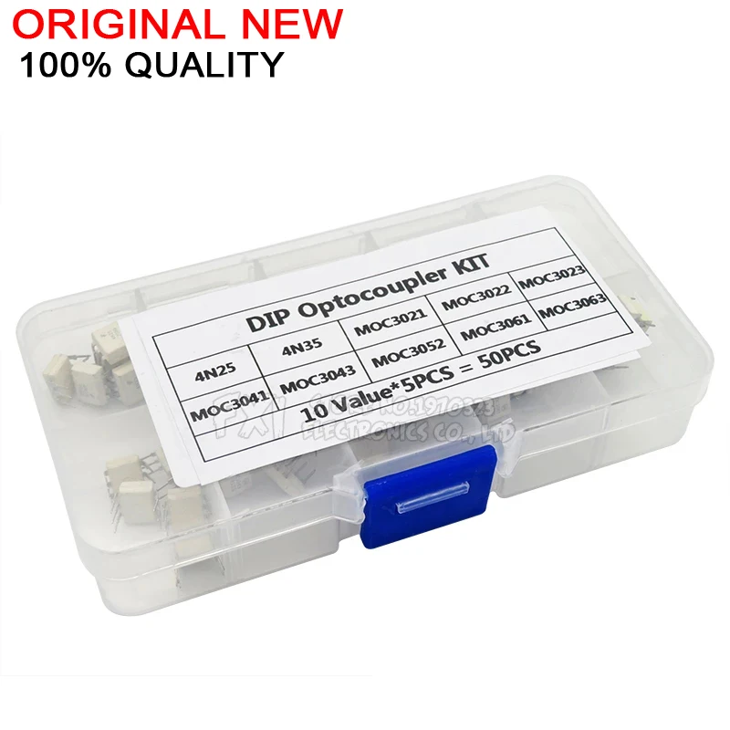 DIP Optocoupler Kit 10Value*5PCS=50PCS 4N25 4N35 MOC3021 MOC3022 MOC3023 MOC3041 MOC3043 MOC3052 MOC3061 MOC3063