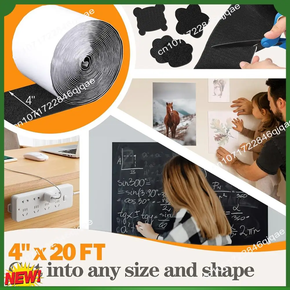 

Лента на липучке A48I, самоклеящиеся застежные ленты 4 дюйма x 20 футов для раздвижных диванных подушек, настенное крепление без перфорации